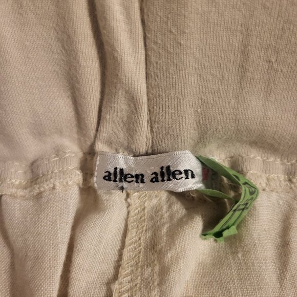 ALLEN ALLEN elastic stretch waist lightweight linen wide leg pants Medium Beige - Picture 3 of 9